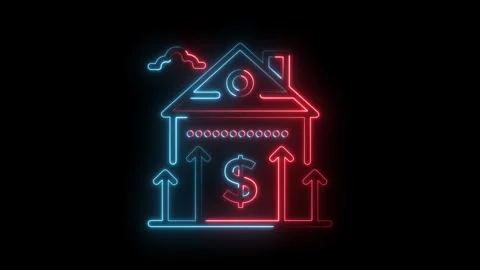 Real estate value increase neon sign animation financial investment and market Stock Footage 322988053