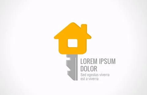 Real estate vector logo design template. house key creative idea. Stock Illustration