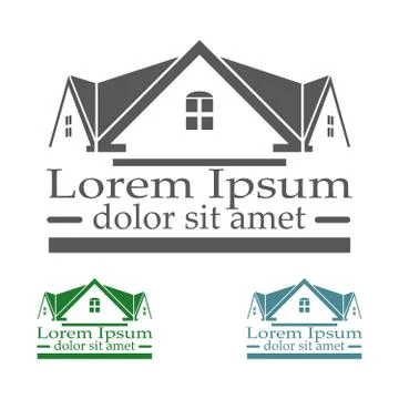 Real Estate vector logo design template color set. rooftop abstract concept i Stock Illustration