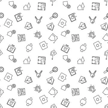 Real estate vector thin line seamless pattern Ilustração Stock