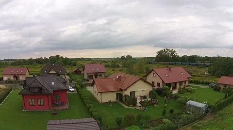 Real estate view from drone , house in Poland Stock Footage
