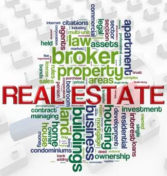 Real estate wordcloud Illustrazione stock