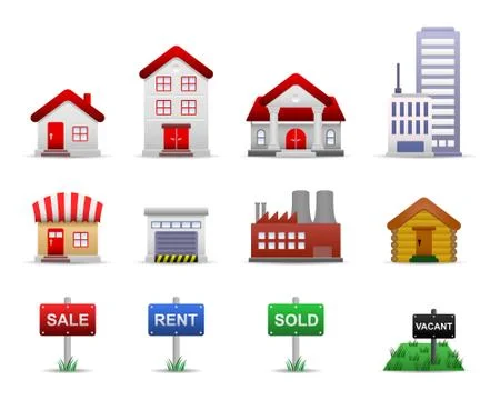 Real Estates Property Icons Vector Stock Illustration