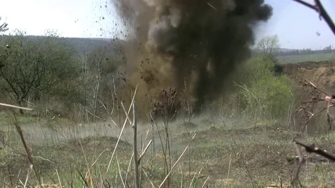 Real explosion. Blast wave Video stock 71413708