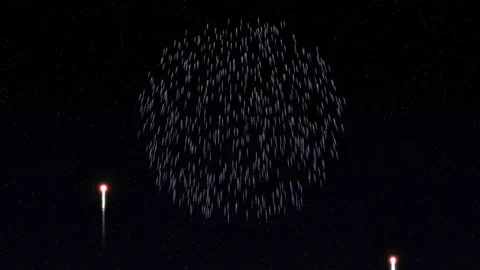 Real explosive fireworks on the starry night sky. Fireworks display celebration Stock Footage 221357056