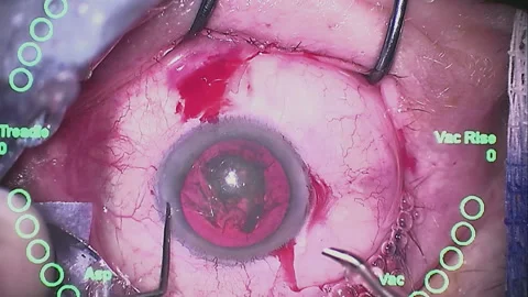 Real eye surgery. Close-up from microscope V2 Stock Footage 124301937
