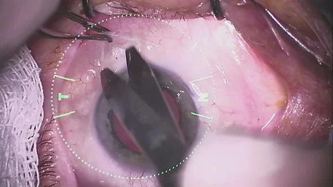 Real eye surgery. Close-up from microscope V3 Stock Footage 124303739