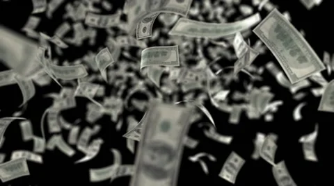 Real Falling Banknotes on a Black Background Video stock 68770302