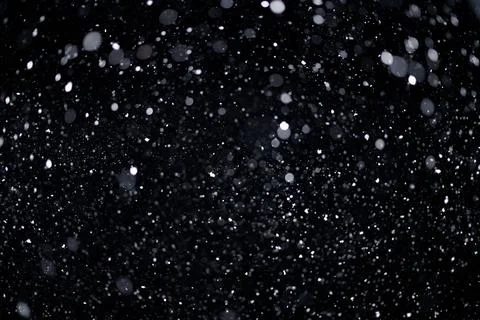 Real falling snow on black background for blending modes in ps. Ver 05 - many Stock Photos