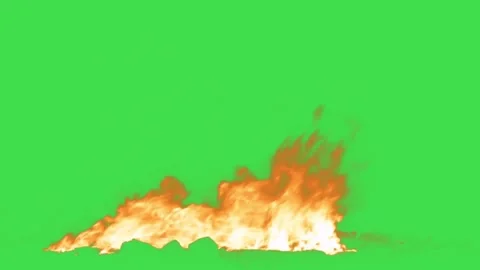 Real fire burning with orange flames on green screen background for vfx composit Stock Footage 329965001