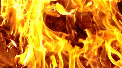 Real Fire close up with burning in super Slow motion of Flame on fire  Stock Footage 82720374