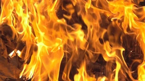 Real Fire close up with burning in super Slow motion of Flame on fire  Stock Footage