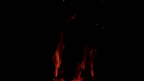 Real fire flames and sparks in slow motion isolated on black background. 스톡 동영상 148609780