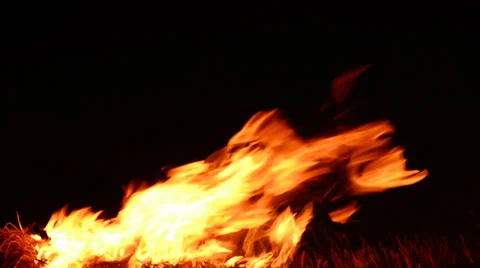 Real fire flames with black alpha Stock-Footage 32500375