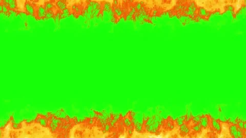 Real fire flames border frame isolated on green screen background for video Vídeos de archivo 343807203