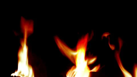 Real Fire Flames Burning on Black Background Vídeos de archivo 346176052