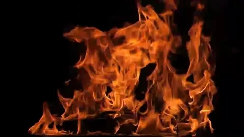 Real Fire Flames Burning Isolated On Black Background Stock Footage 340676771