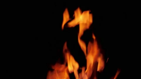 Real fire flames isolated on black background. Stockbeeldmateriaal 148605327