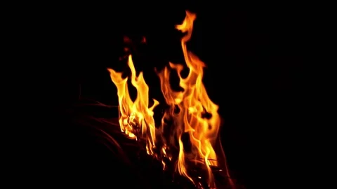 Real fire flames isolated on black backg... | Stock Video | Pond5