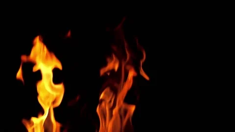 Real fire flames isolated on black background. Stockbeeldmateriaal 197421268