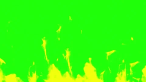 Real Fire Flames Overlay Green Screen Yellow Burning Fire Animation Rising from Stock Footage 345521708
