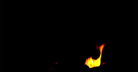 Real fire ignite on a black background.  Stock Footage 143369756