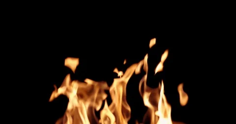 Real Fire Set on Black Background Видео 122579783