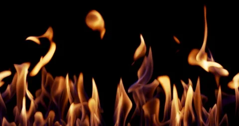 Real Fire Set on Black Background Stock Footage 122580412