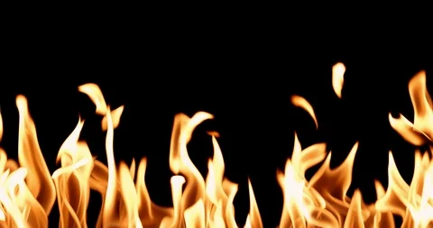 Real Fire Set on Black Background Видео 122580606