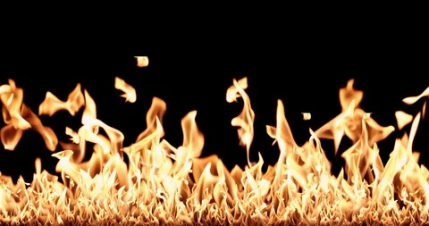 Real Fire Set on Black Background Видео 122581084