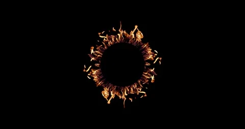 Real Fire Set on Black Background Видео 122581209
