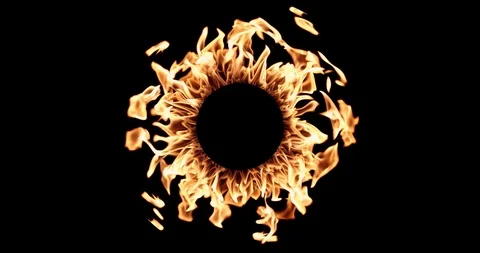 Real Fire Set on Black Background Видео 122581612