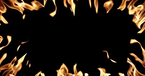 Real Fire Set on Black Background Видео 122582281