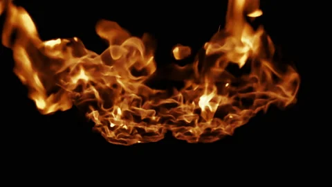 Real fire in slow motion isolated on black background Stock Footage 104816440