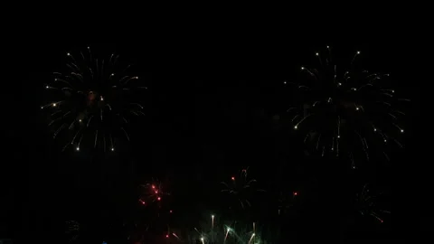 Real fireworks with 4k resolution set on dark sky at night for celebration Stock Footage 145279148