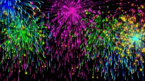 Real fireworks background. abstract blur of real golden shining fireworks wit Stock Footage 162445721