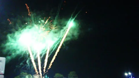 Real fireworks on a black background. Large Fire Flowers Balls Stock-Footage 288762538