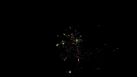 Real Fireworks on Deep Black Background Sky on Ney Years Stock Footage 264767652