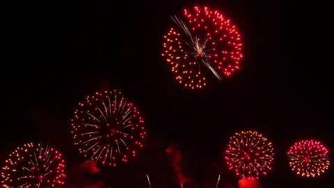 Real Fireworks display night background. Colorful fireworks festival and New  Stock Footage 222774006