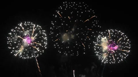 Real Fireworks display night background. Colorful fireworks festival and New  Stock Footage 222774020