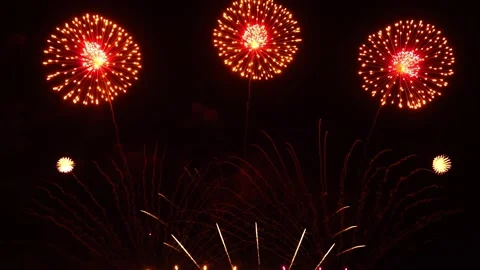 Real Fireworks display night background. Colorful fireworks festival and New  Stock Footage 222774088