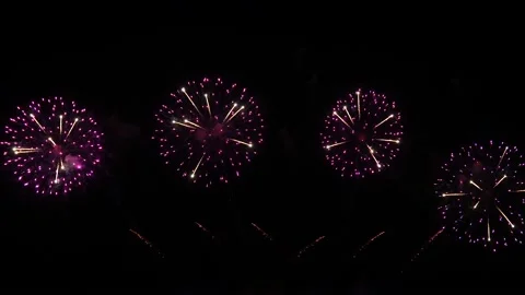 Real Fireworks display night background. Colorful fireworks festival and New  Stock Footage 222774121