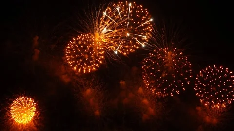 Real Fireworks display night background. Colorful fireworks festival and New  Stock Footage 222774138