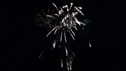 Real Fireworks Exploding Celebration Frame Fill in the night sky. Video stock 91915002