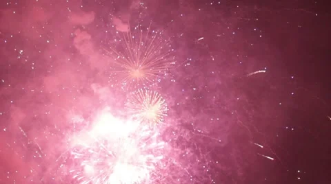 Real Fireworks Red 2 Stock Footage 7759438