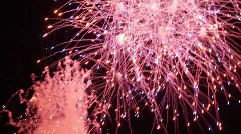 Real Fireworks Red Video stock 7759208