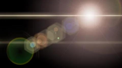 Real flare overlay sun light len effect on black background. Abstract horizon Stock Illustration