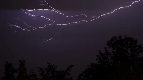 Real flashes of lightning on dark sky Stock-Footage 114437145