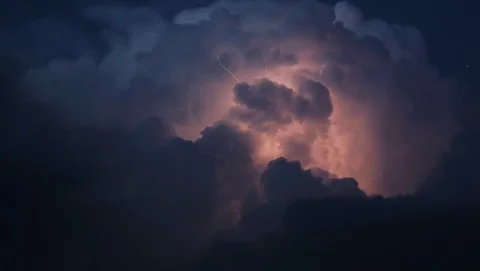 Real flashes of lightning over the sea during a powerful thunderstorm Stock Footage 127854363
