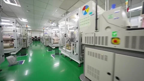 Real Footage of High Technology Chip Manufacturing Workshop Stock Footage 304312876